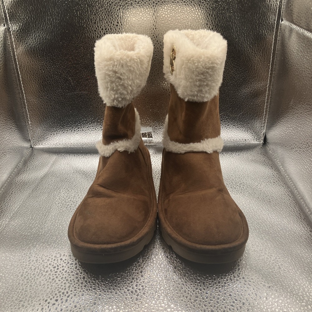 Girls MICHAEL KORS brown boots with faux fur trim Size 1 - Picture 2 of 10